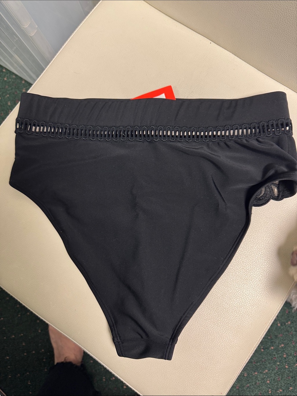 Women’s Black Bikini Bottom with Crochet Detail - Picture 3 of 3
